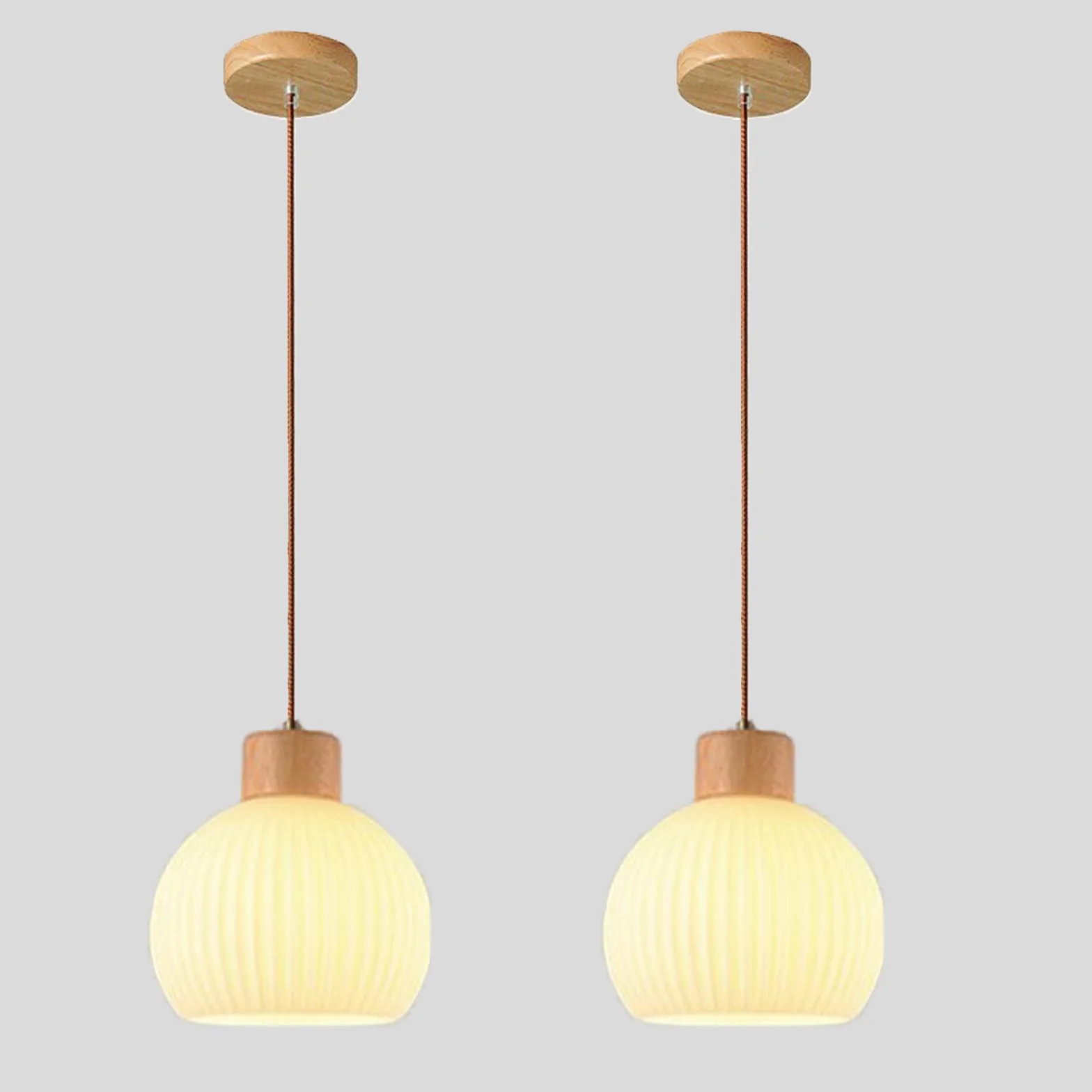 2 sztuki lampy wiszące ze szkła E27, retro żyrandol ze szklanym kloszem, lampa sufitowa, drewno, dekoracja do sypialni, salonu, kawiarni, średnica 20 cm
