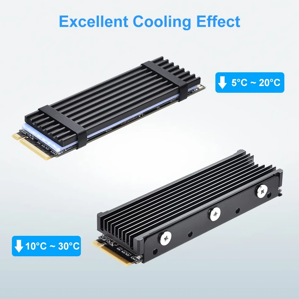 ELUTENG M.2 SSD NVME Radiator 2-pak pasuje do komputera PS5 PC aluminiowa chłodnica dwustronna metr SSD z 4 termicznymi podkładkami silikonowymi