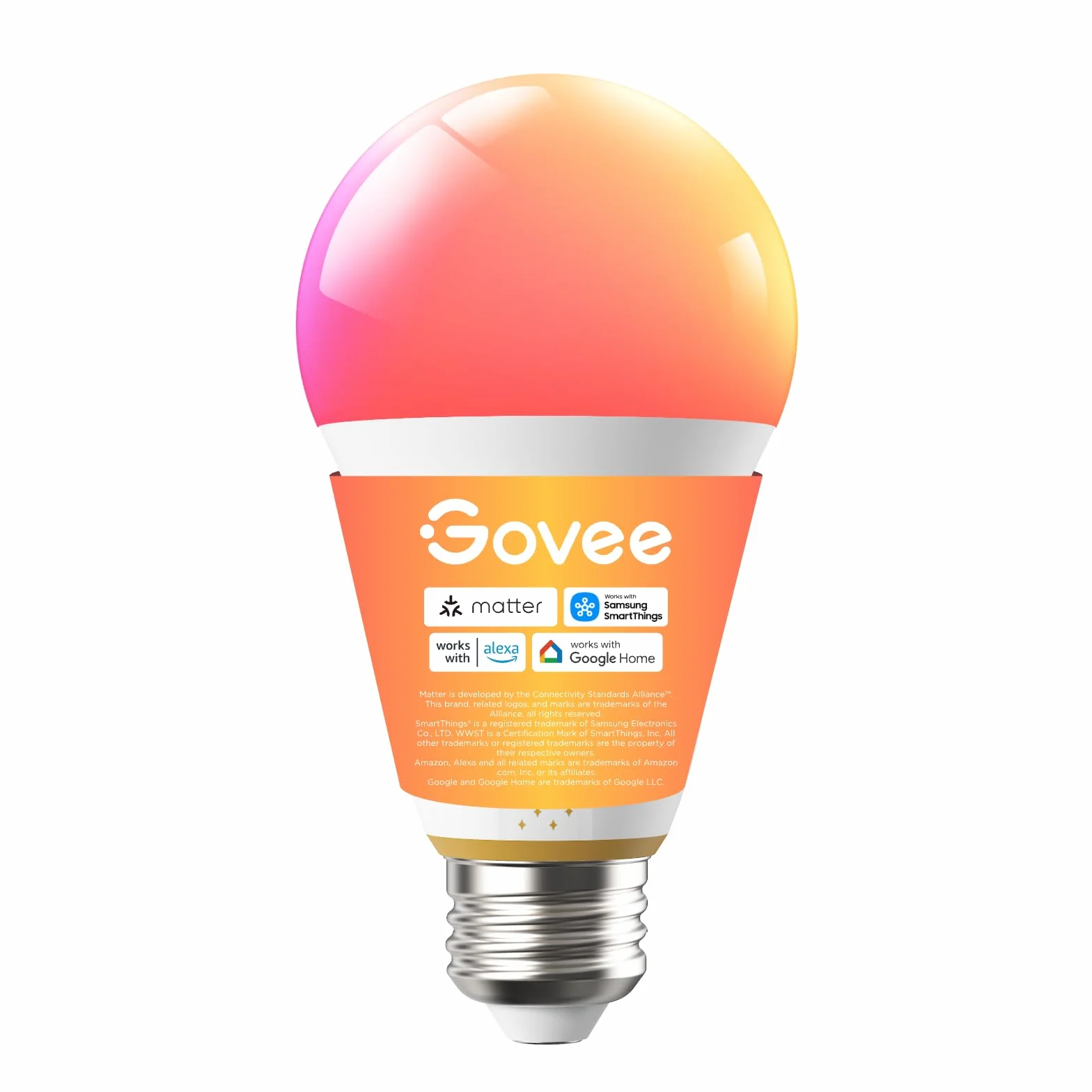 Govee Żarówka Smart E27, 1600LM RGBWW LED Lampka z aplikacją, regulowana, 64+ scen, kompatybilna z Matter, Alexa, Google Assistant i SmartThings, Smart Bulb A21, synchronizacja z muzyką, CRI 90, 1 szt