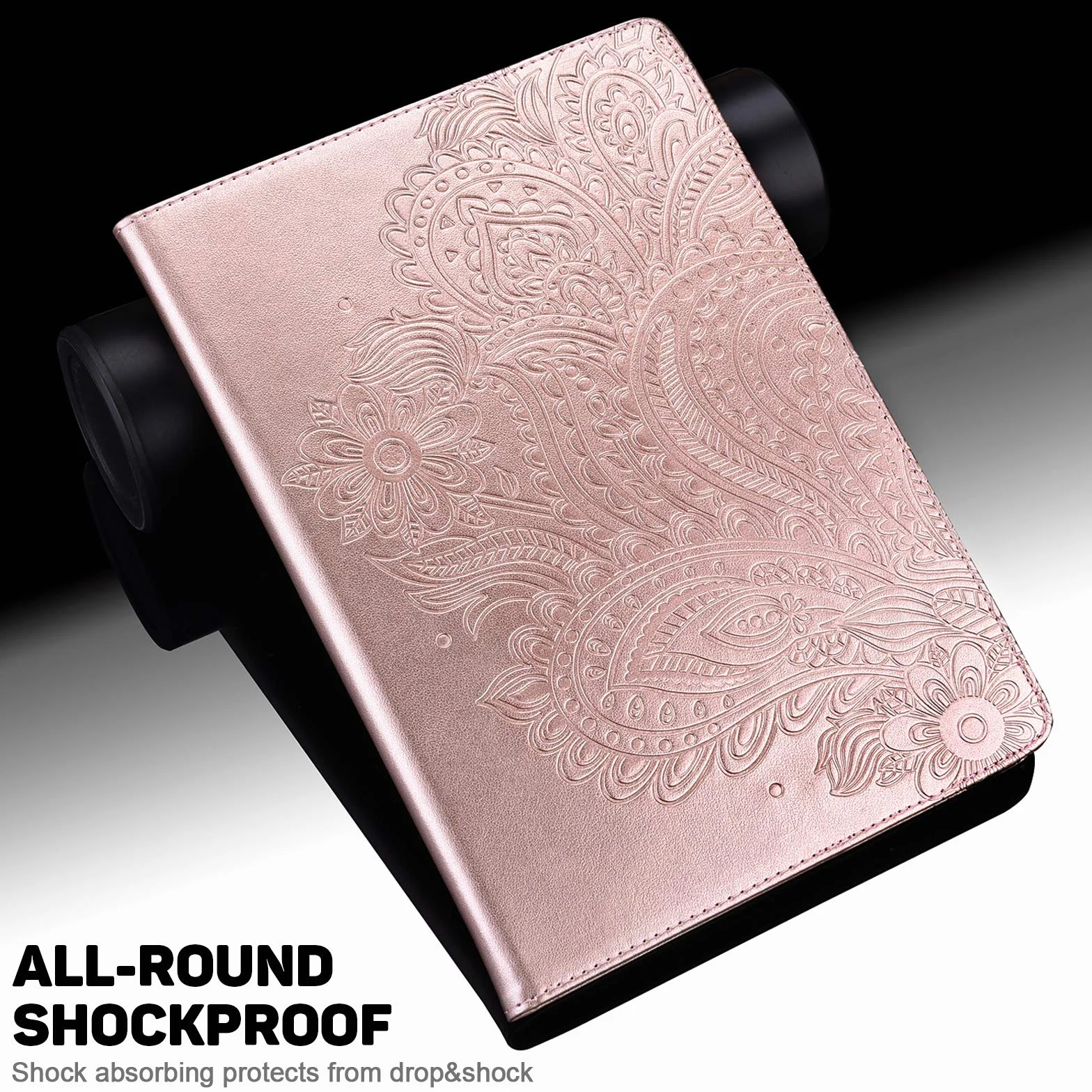 Etui do Samsung Galaxy Tab S2 9,7 cala (T810/ T813/ T815/ T819) z folią ochronną i rysikiem - ultracienkie z funkcją stojaka Flip Cover PU skórzane etui (różowe złoto)
