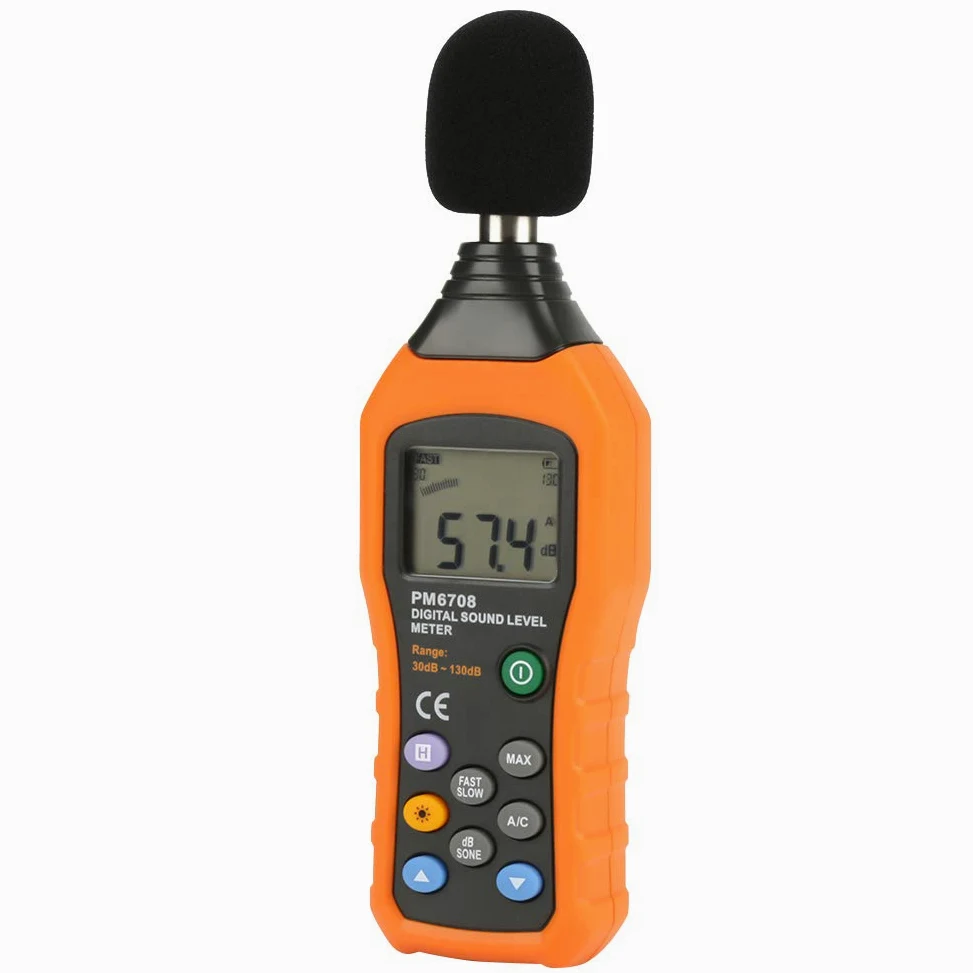 ViaGasaFamido Miernik Poziomu Dźwięku, Cyfrowy Tester Hałasu LCD, Przenośne Urządzenie Pomiarowe SPL, Narzędzie do Pomiaru Dźwięku od 30 DB do 130 DB dla Domu i Przemysłu