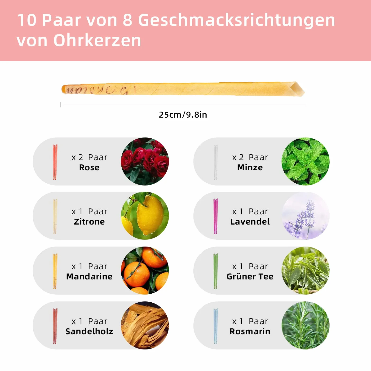 20 sztuk świec do uszu z naturalnego wosku pszczelego, środek do czyszczenia uszu, usuwanie woskowiny, puste świece stożkowe z 10 tarczami ochronnymi i patyczkami higienicznymi, 8 różnych