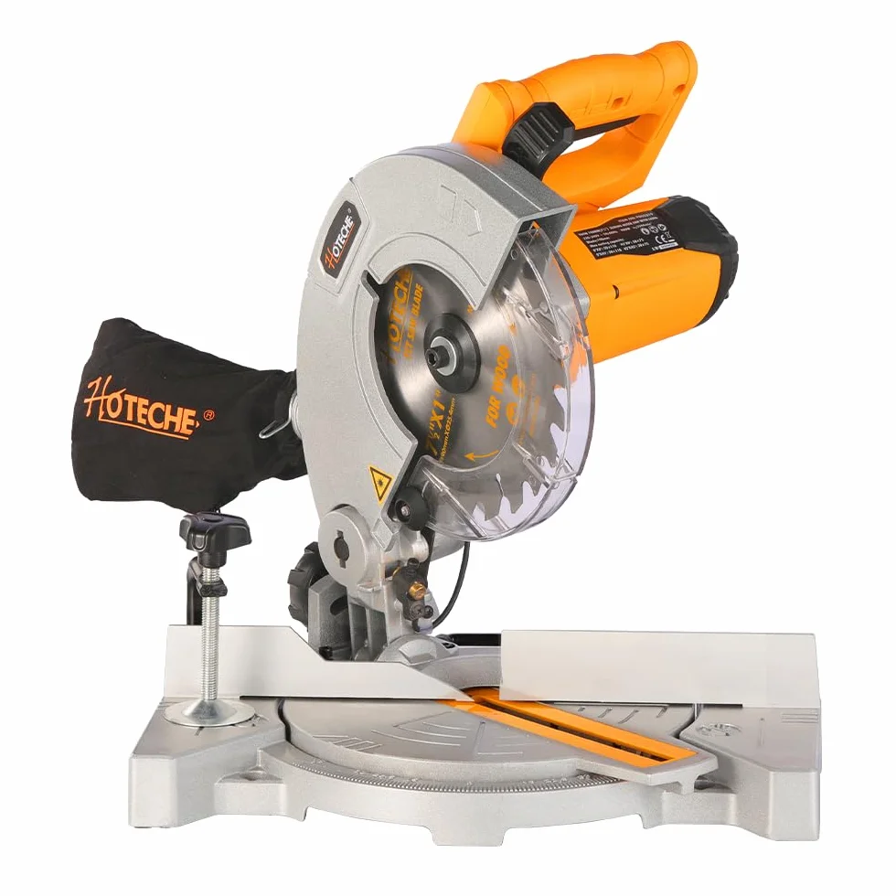 Hoteche Piła ukośna 900 W z laserem 220-240 V TCT brzeszczot 190 mm do precyzyjnego cięcia w 0° x0° 110x50mm 45°x0° 75x50mm do piły ukośnej i ukośnej wraz z akcesoriami i workiem do odkurzacza