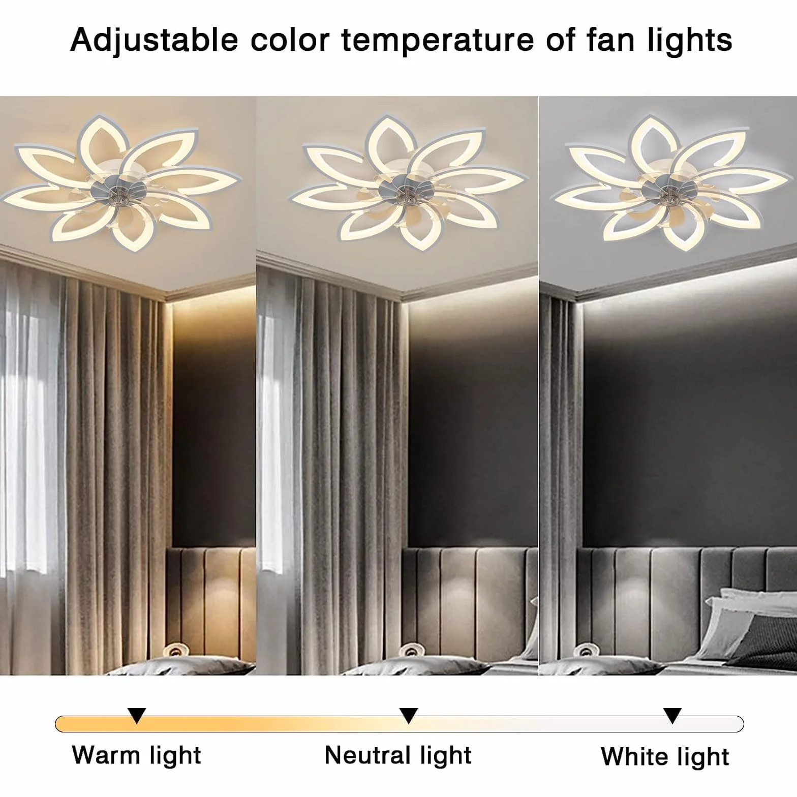 Wentylator sufitowy LED ze światłem, ściemnialny żyrandol 66W z wentylatorem, cichy odwracalny wentylator sufitowy ze światłem, do salonu