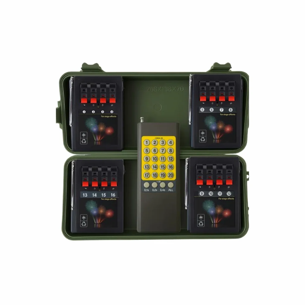 zenda club® Zdalny system wyzwalania fajerwerków - 16-kanałowy zestaw pirotechniczny z bezprzewodowym pilotem zdalnego sterowania - wytrzymały pojemnik do przechowywania