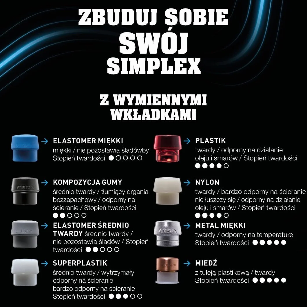 Młotek brukarski gumowy/SUPERPLASTIK SIMPLEX 50mm 1,1kg HALDER