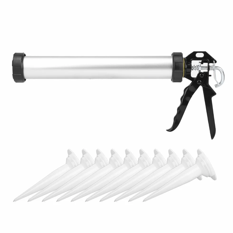 Prasa do nabojów 600 ml, aluminiowy pistolet silikonowy, ergonomiczny pistolet z dyszami 600 ml