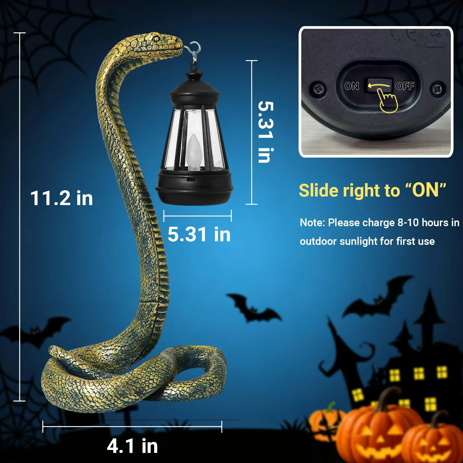 Statua węża do ogrodu i domu, oświetlenie solarne na zewnątrz, idealna do ogrodnictwa, prezenty dla kobiet, mamy, babci, na Halloween, dekoracyjne światła (brązowy)