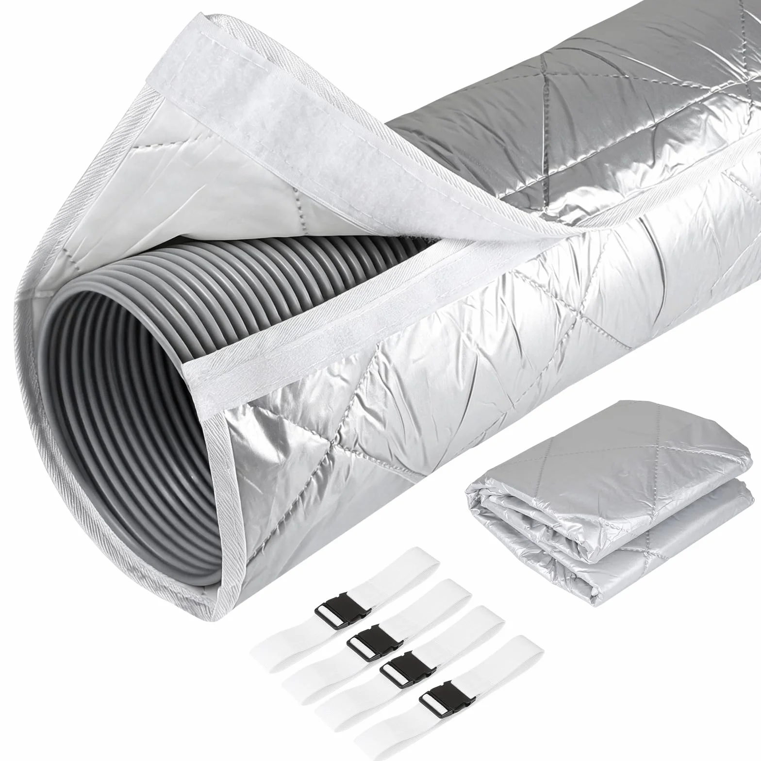DBREAKS 1 sztuka 150X58,5CM osłona węża do klimatyzatorów przenośnych, izolowany przewód odpowietrzający klimatyzatora, osłona węża klimatyzatora z izolacją z 8 paskami zaciskowymi