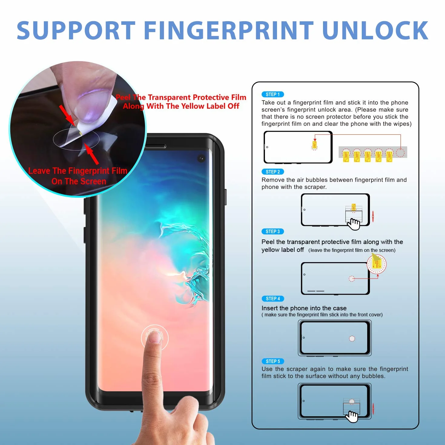Skaner linii papilarnych Naklejki do Samsung S10 / S10 Plus / S20 / S20 Plus / Ultra (6 sztuk)