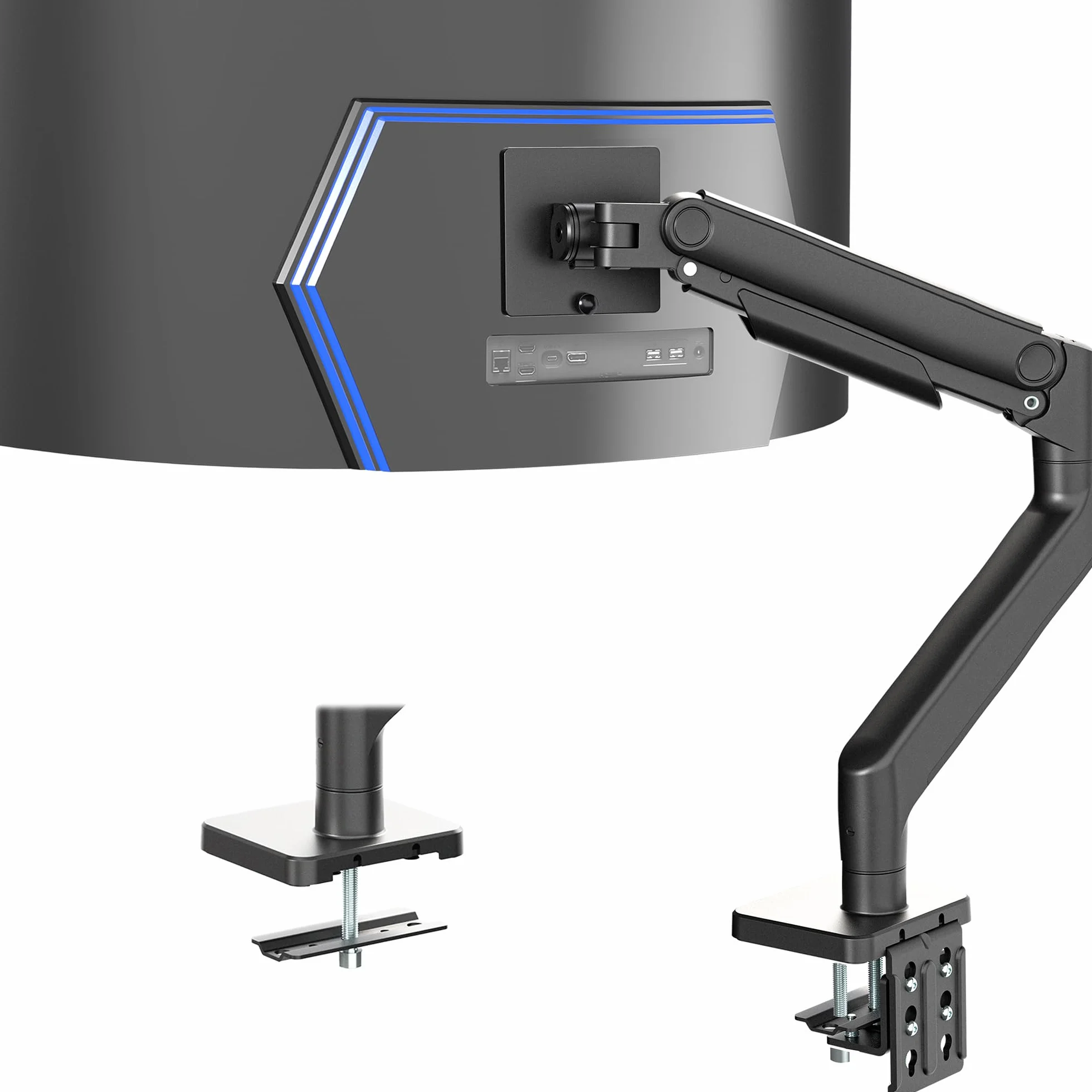 VIVO Wytrzymałe aluminiowe ramię napinające do monitora 124.5 cm, nośność 20 kg, stojak na biurko Samsung Odyssey G9, czarny STAND-V101V
