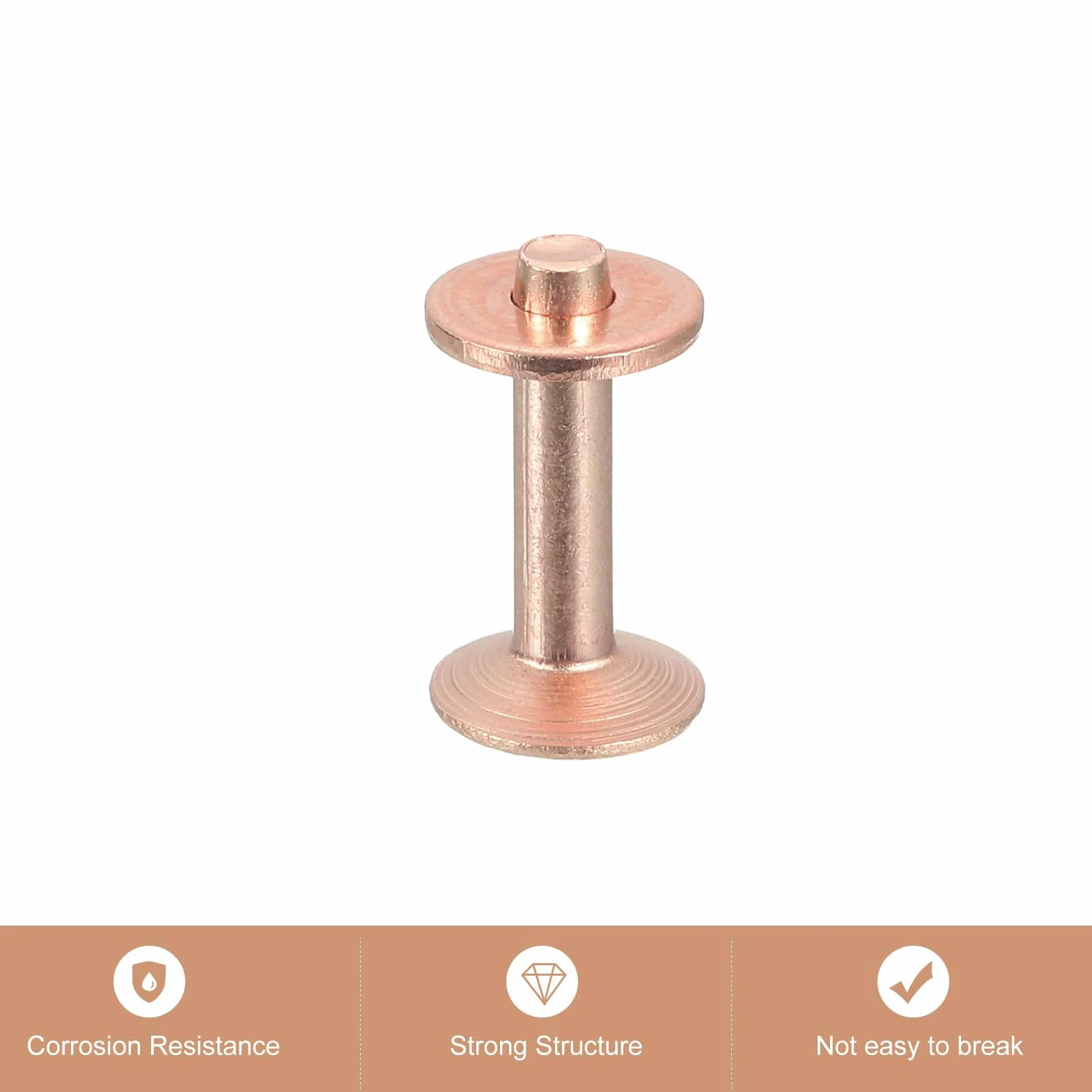 QUARKZMAN 50 sztuk nitów miedzianych i nasadek, 9 x 3,3 x 14 mm, solidne skórzane nity miedziane, do skóry, do majsterkowania, do majsterkowania, kolor miedziany