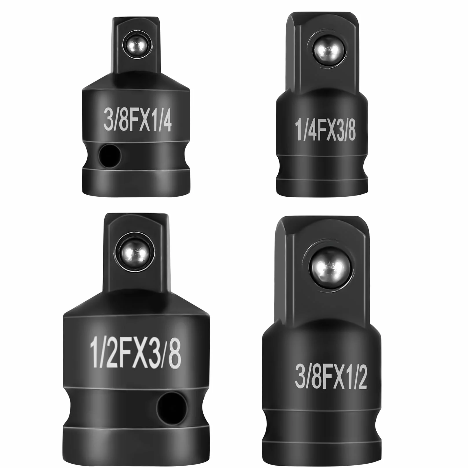 Zestaw 4 adapterów nasadowych, 1/4 na 3/8,1/2 na 3/8, zestaw adapterów nasadowych, zestaw adapterów do kluczy nasadowych z grzechotką