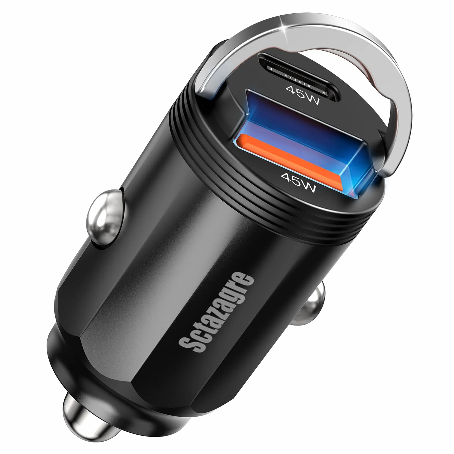 Ładowarka samochodowa USB C PD PPS 45W QC 3.0 szybka ładowarka mini metalowa do iPhone 14 13 12 Pro Max Samsung Huawei