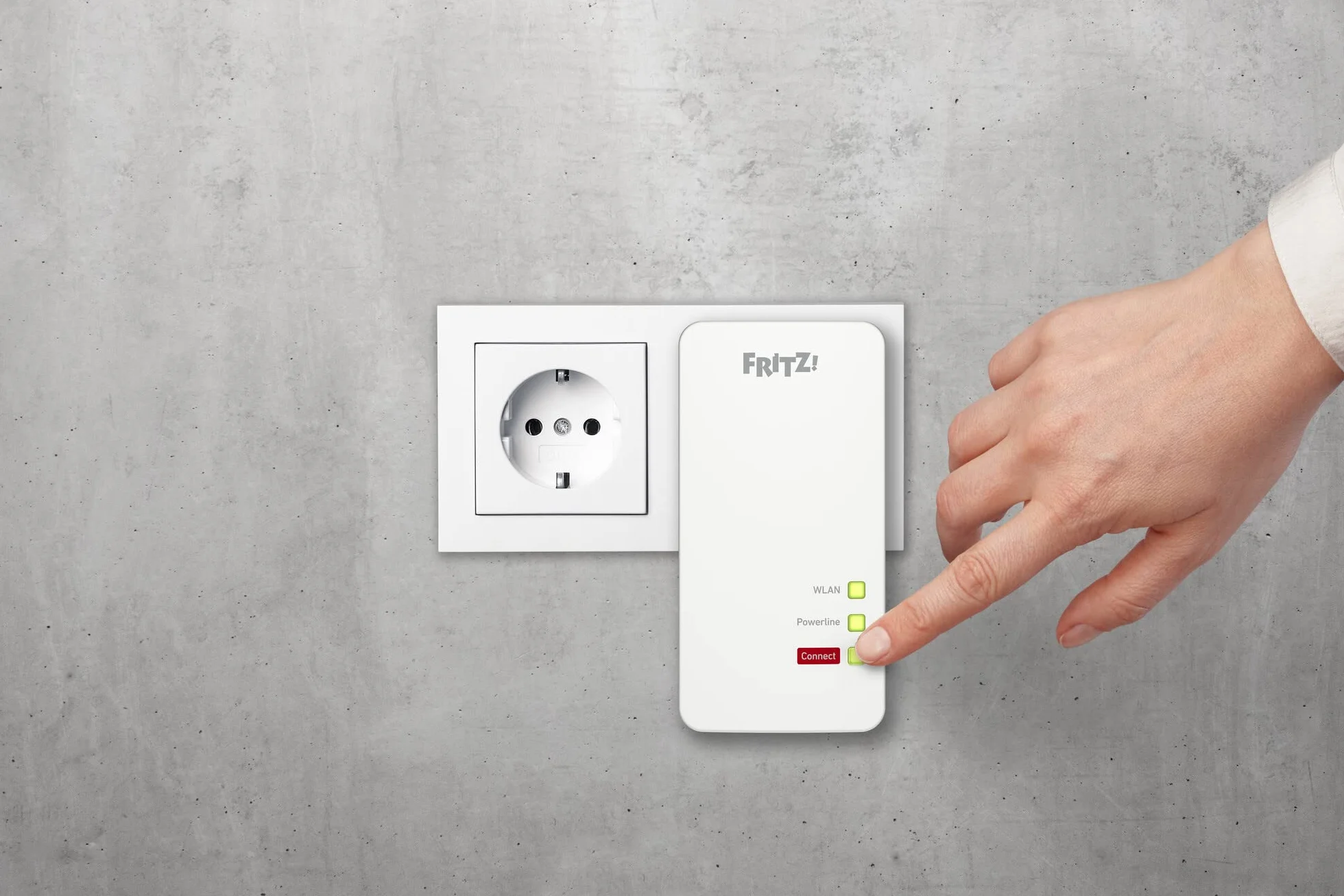 AVM Fritz Powerline 1260E/1220E zestaw WLAN (punkt dostępowy WLAN, idealny do strumieniowego przesyłania multimediów lub połączeń NAS, 1200 Mbit/s, wersja międzynarodowa), biały