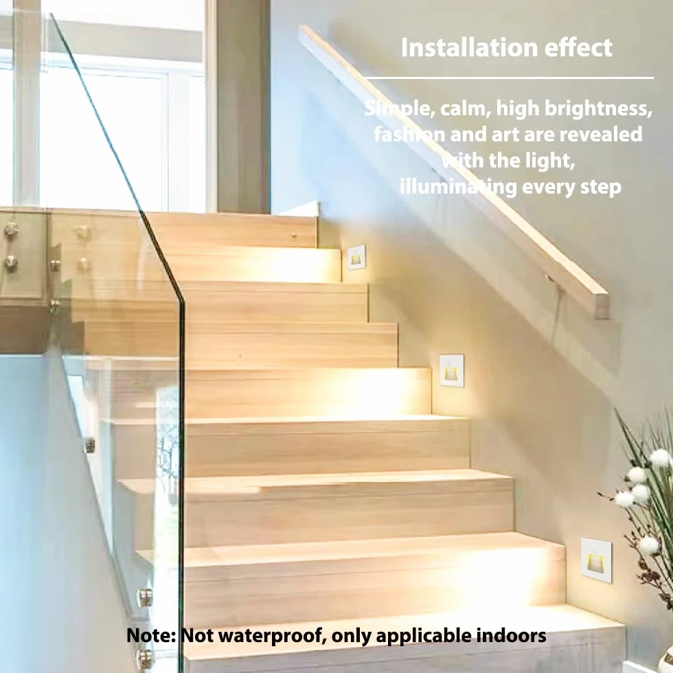 8 x 1,5W LED oświetlenie schodów z czujnikiem ruchu lampa ścienna ciepła biel lampa ścienna reflektor biała, do puszki podtynkowej okrągłej 60 mm, kwadratowej 86 mm 230 V użytku wewnętrznego