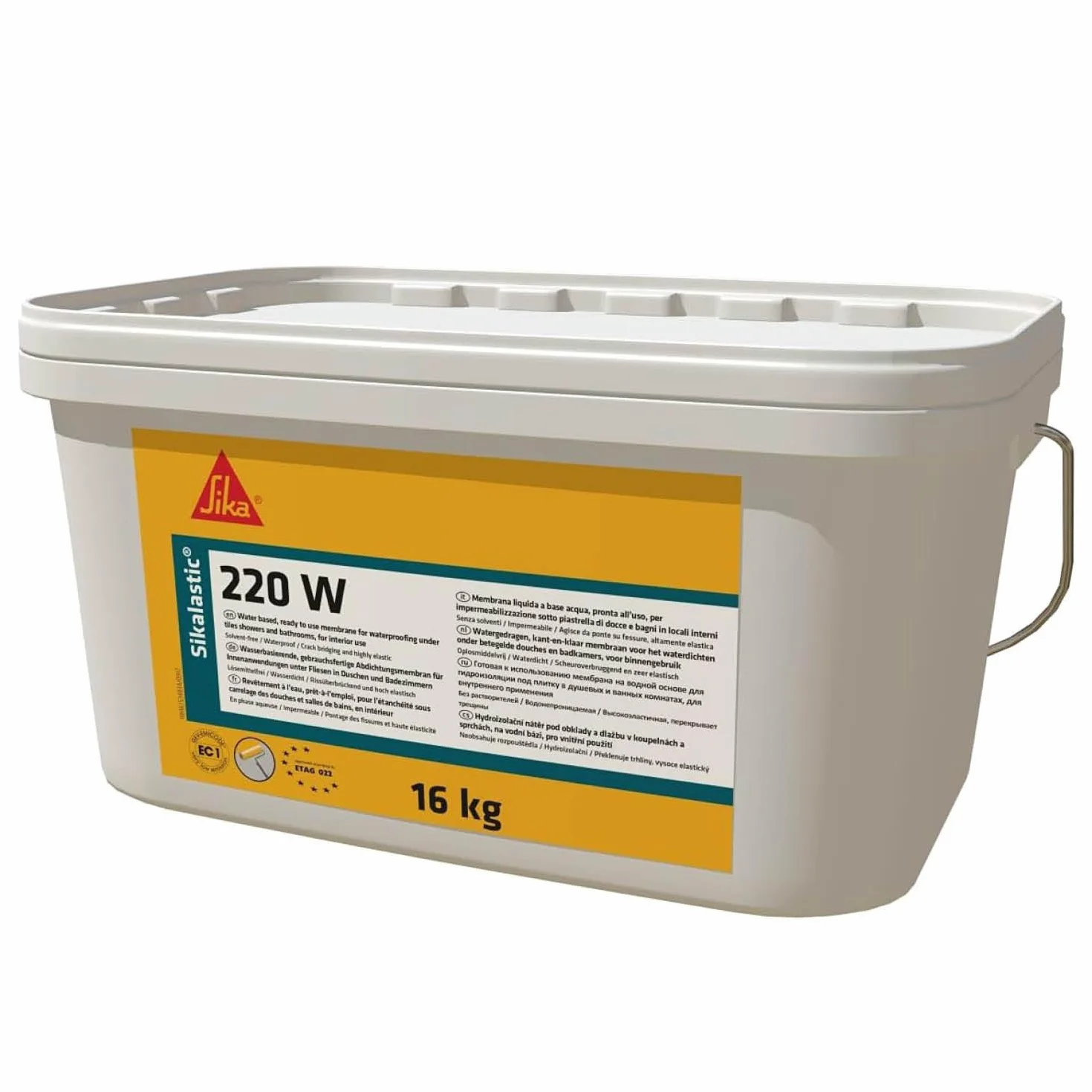 Sika - płynna membrana izolacyjna - Sikalastic-220 W do izolacji ścian i posadzek w przestrzeniach mokrych - gotowa do użycia - niebieskoszara - 16 kg
