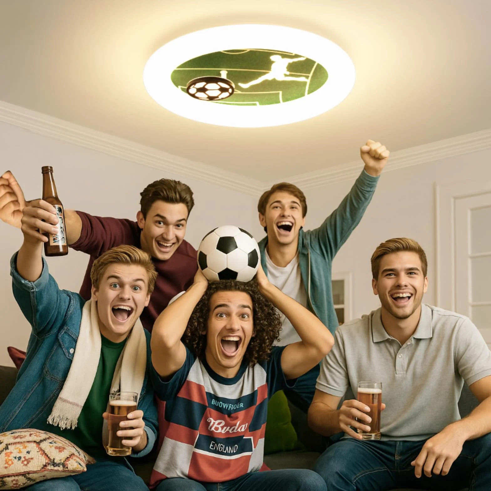 Lampa sufitowa LED do salonu ściemnialna 3000K-6000K Lampa sufitowa do sypialni z pilotem, piłka nożna lampa sufitowa z funkcją timera i lampki nocnej do pokoju dziecięcego, kuchni, salonu,