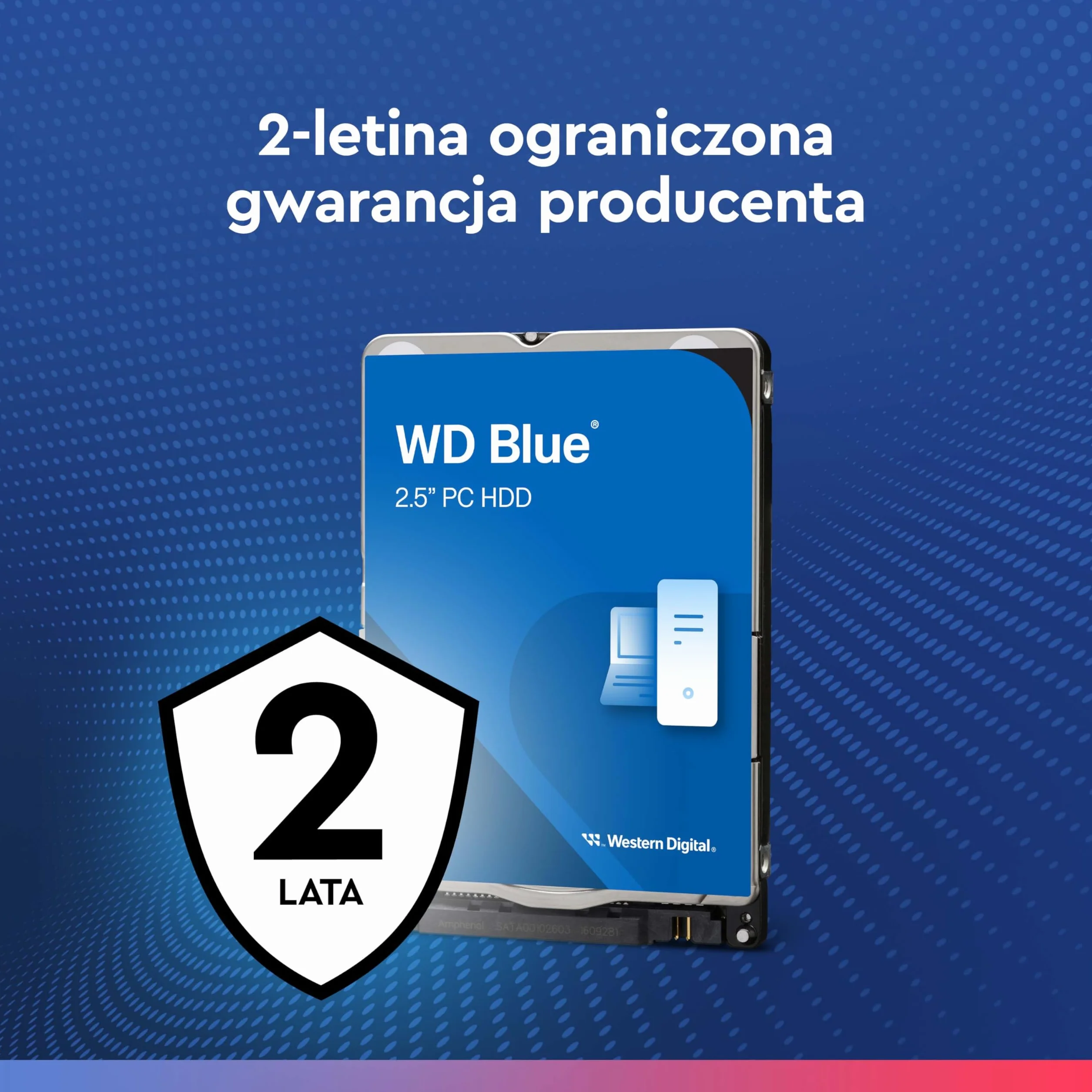 WD Blue 2TB 2.5" wewnętrzny dysk twardy 5400 obr./min SATA 6 Gb/s 128 MB pamięci podręcznej