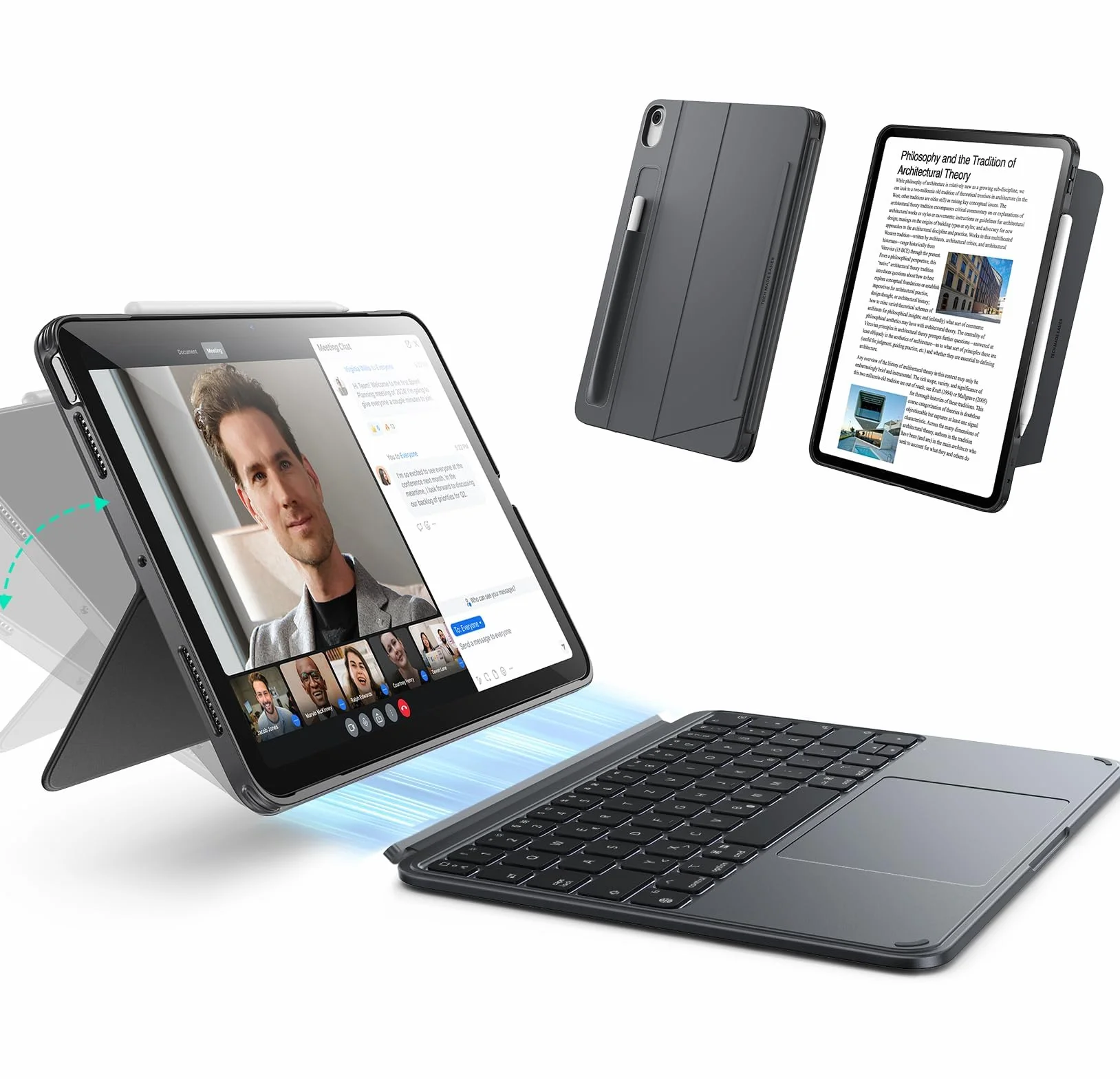 ESR Etui z klawiaturą do iPad Air 11" (M3/M2) i 10,9" (5/4. generacji) - magnetyczna zdejmowana klawiatura, duży gładzik Click-Anywhere