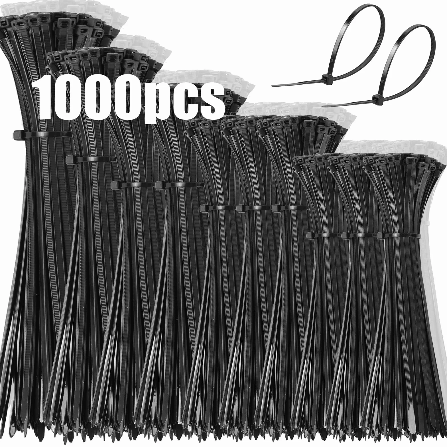 DUNSOO 1000 sztuk czarne nylonowe opaski kablow