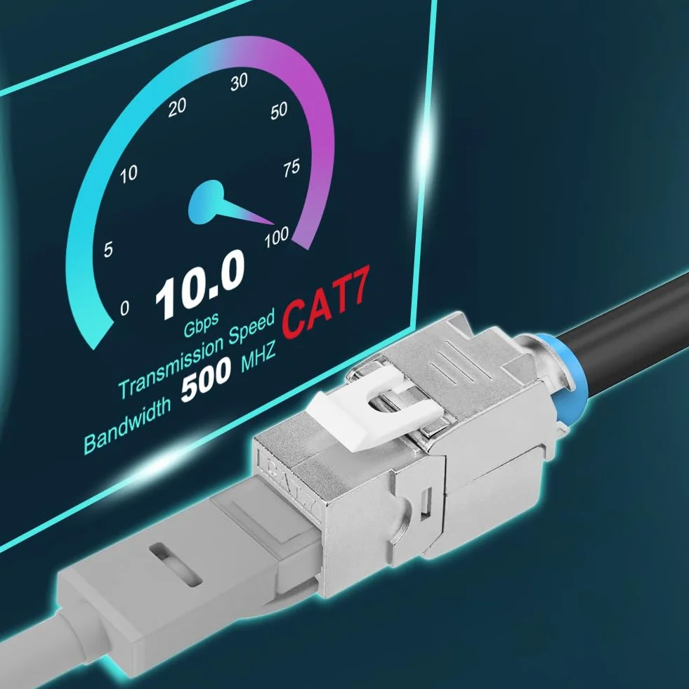 OFFCUP 4 szt. łącznik RJ45, 10 Gb/s Cat7 nieekranowane gniazdo Keystone, aluminiowy żeński na żeński prosty moduł Ethernet In-Line, stopniowe złącze Ethernet bez użycia narzędzi