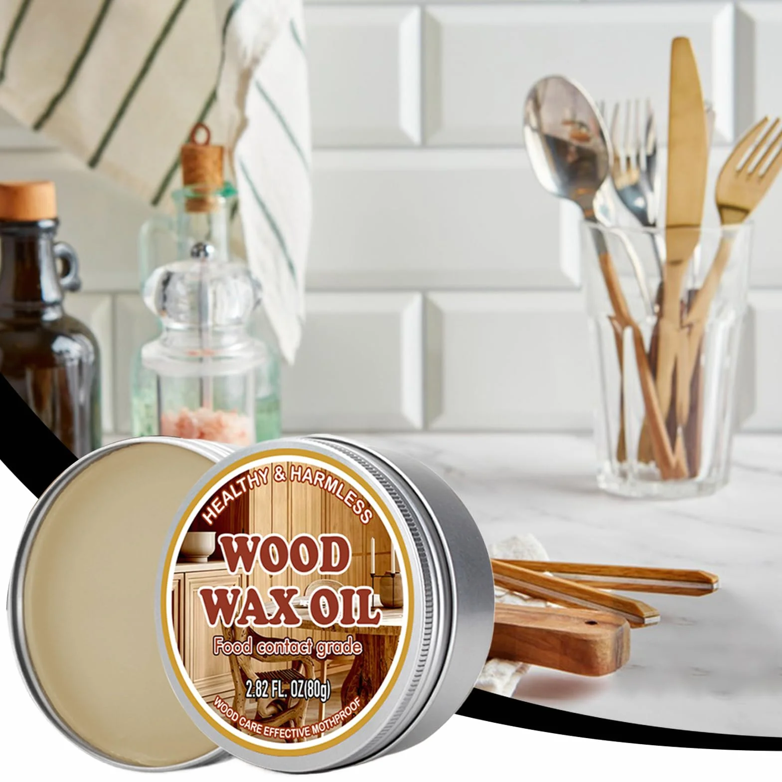 Wosk do deski do krojenia, odżywka do desek do krojenia, przenośna i ergonomiczna konstrukcja, zapobiega pękaniu, 80 g, wosk konserwacyjny do szuflad, szafek, przyborów i wielu innych