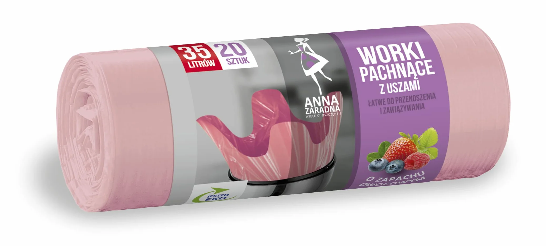 Anna Zaradna Worki na śmieci z uszami - zapach OWOCOWY 35L 20szt