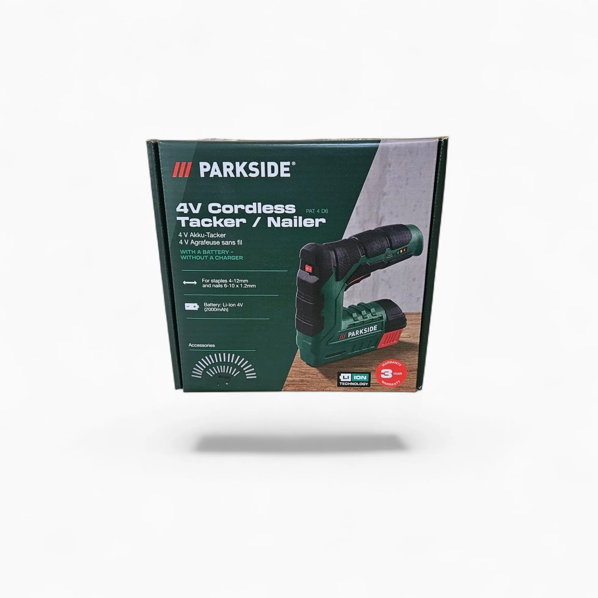 PARKSIDE zszywacz akumulatorowy, zszywacz elektryczny, akumulator litowo-jonowy 4 V (1300 mAh) – łącznie ze 1000 zszywkami | PAT 4 B2