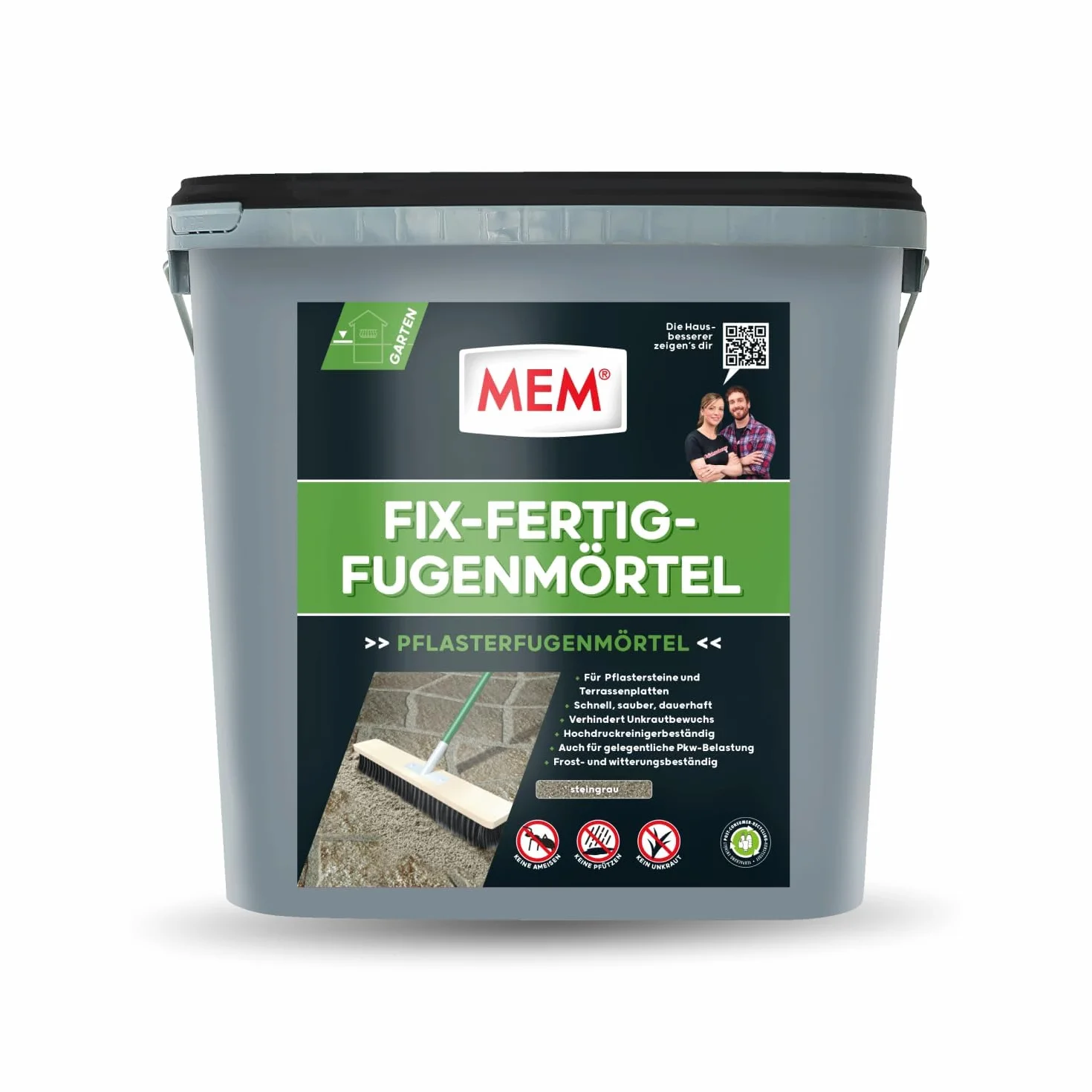 MEM Fix&Finish zaprawa do fug, bazaltowa, bez mrówek, kałuż, bez chwastów, 12,5 kg