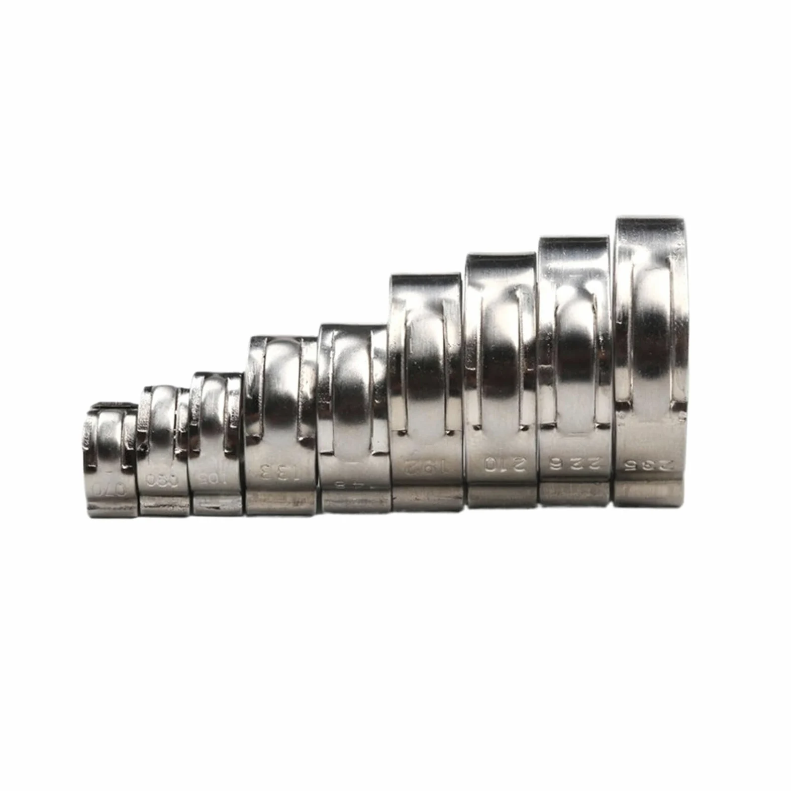 45/80/130 Jednouszne bezstopniowe opaski zaciskowe do węży 5,8-23, mm, ze stali nierdzewnej 304, pierścienie, metalowe klipsy(130pcs)