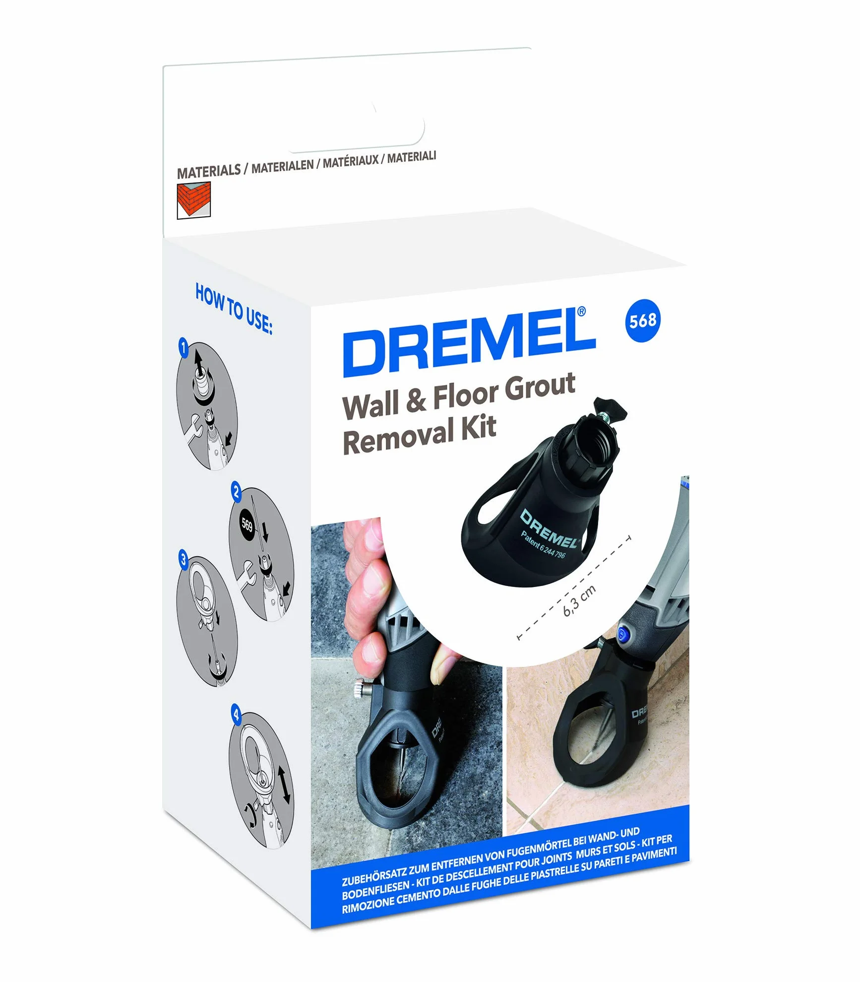 Dremel 3000-1/25 Ez Narzędzie Wielofunkcyjne, Niebieski/Czarny, 25 Elementów & Dremel 568 Nasadka do Usuwania Fug, Czarny