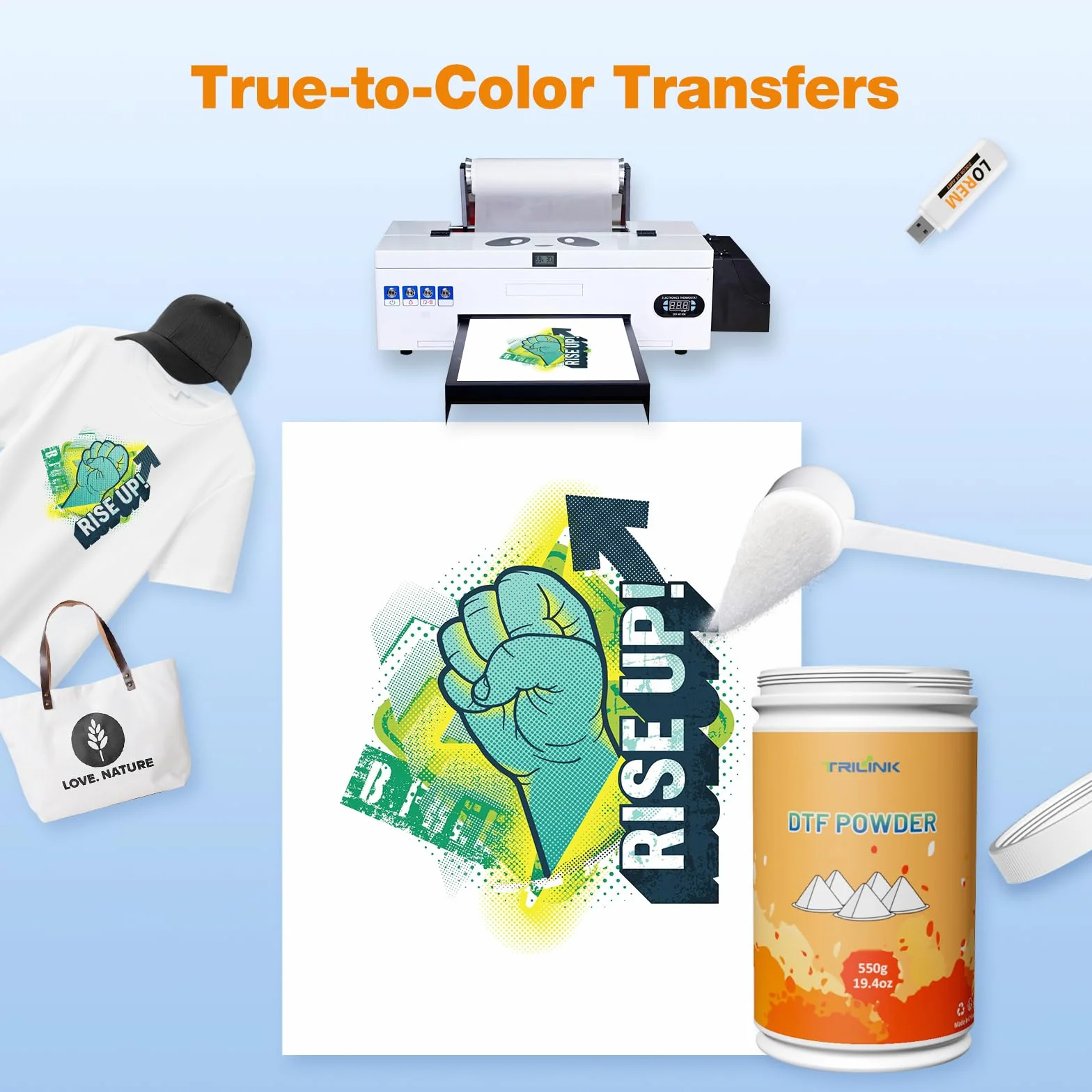 DTF Powder White Digital Transfer Hot Melt Adhesive, 550 g