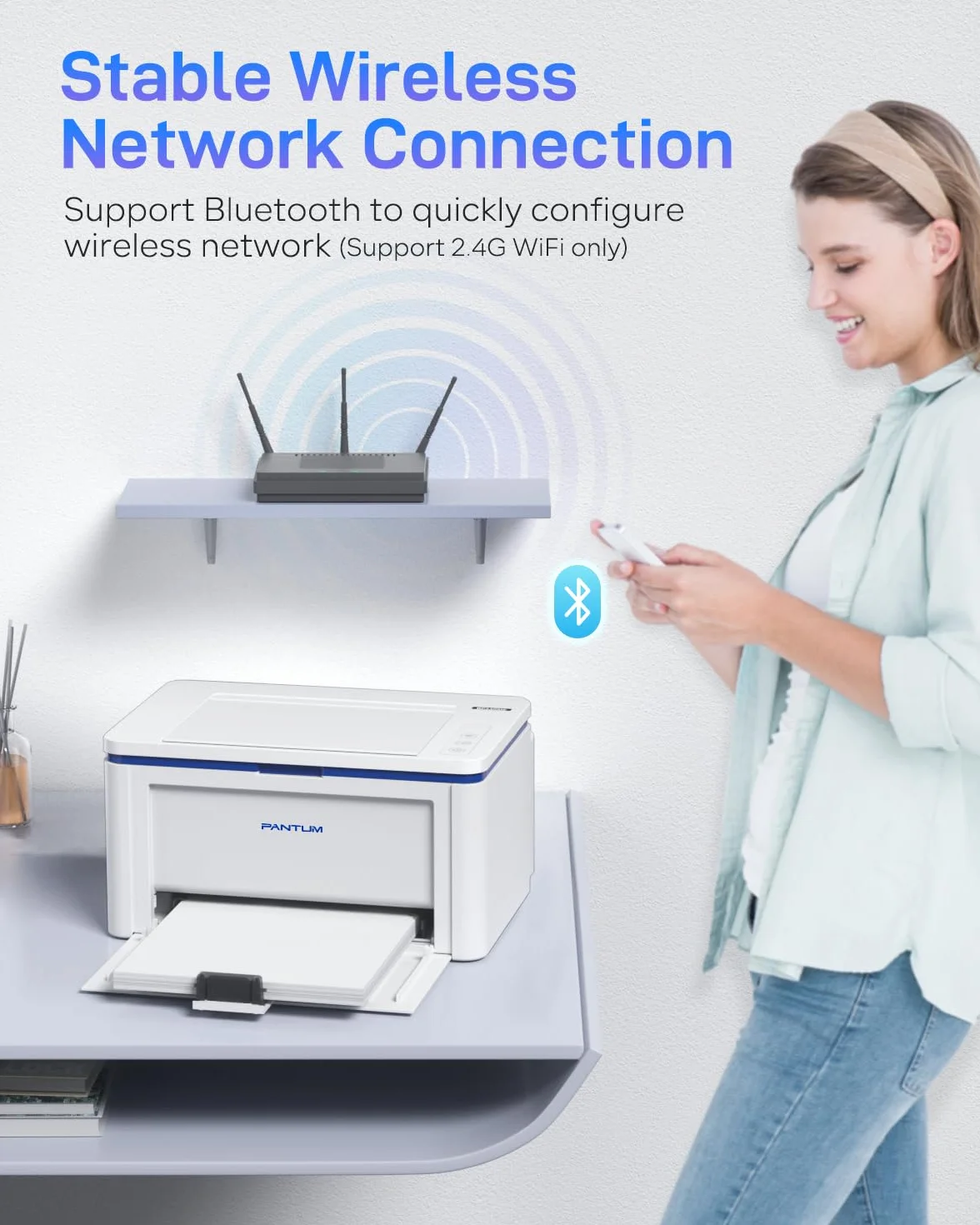 PANTUM BP2309W drukarka laserowa, monochromatyczna, pojedyncza funkcja, WiFi Bluetooth USB, 22 ppm, do domu i biura