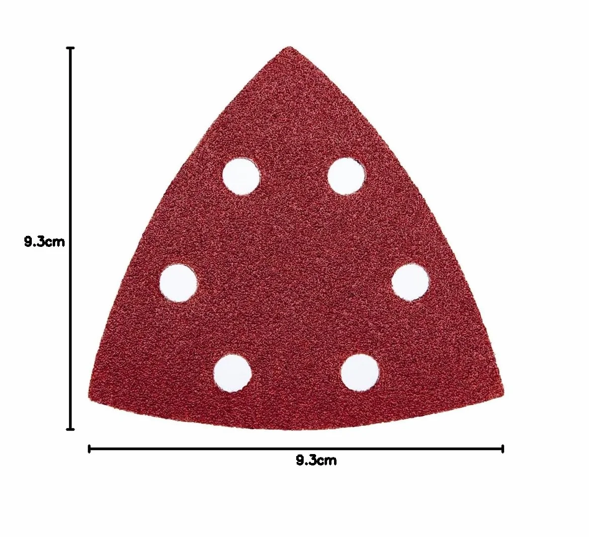 Delta - trójkąty szlifierskie z rzepem, 180 arkuszy, 93 x 93 x 93 mm, 6 otworów, po 30 x ziarnistość 40, 60, 80, 120, 180, 240, do szlifierek delta i szlifierek wielofunkcyjnych, papier ścierny,