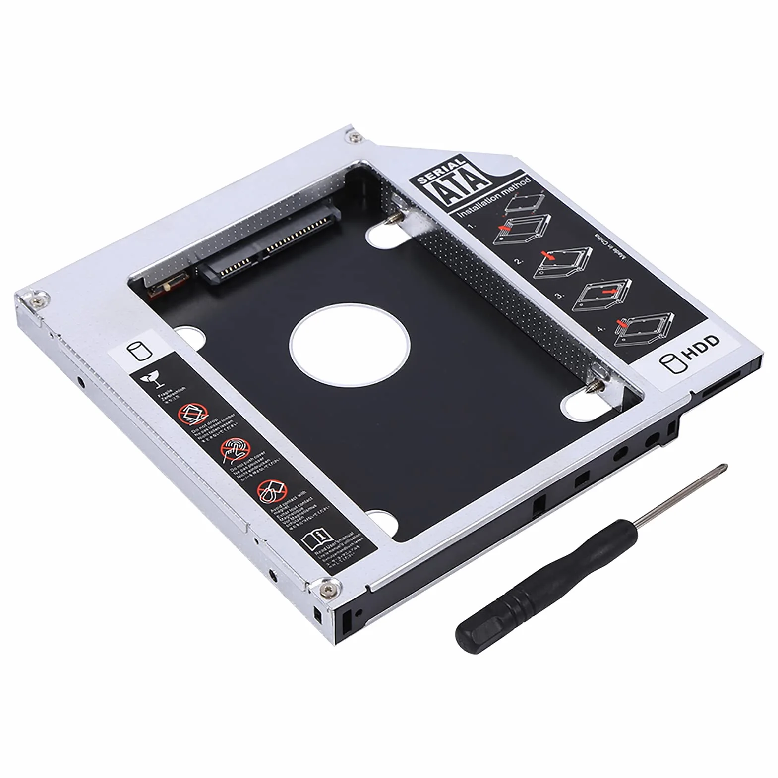 Uniwersalny 12.7mm Aluminiowy Dysk Twardy SATA do SATA 2nd SSD HDD Adapter z Tacą Obudowy do Laptopa CD/DVD-ROM Wnęka Optyczna (12.7 MM)