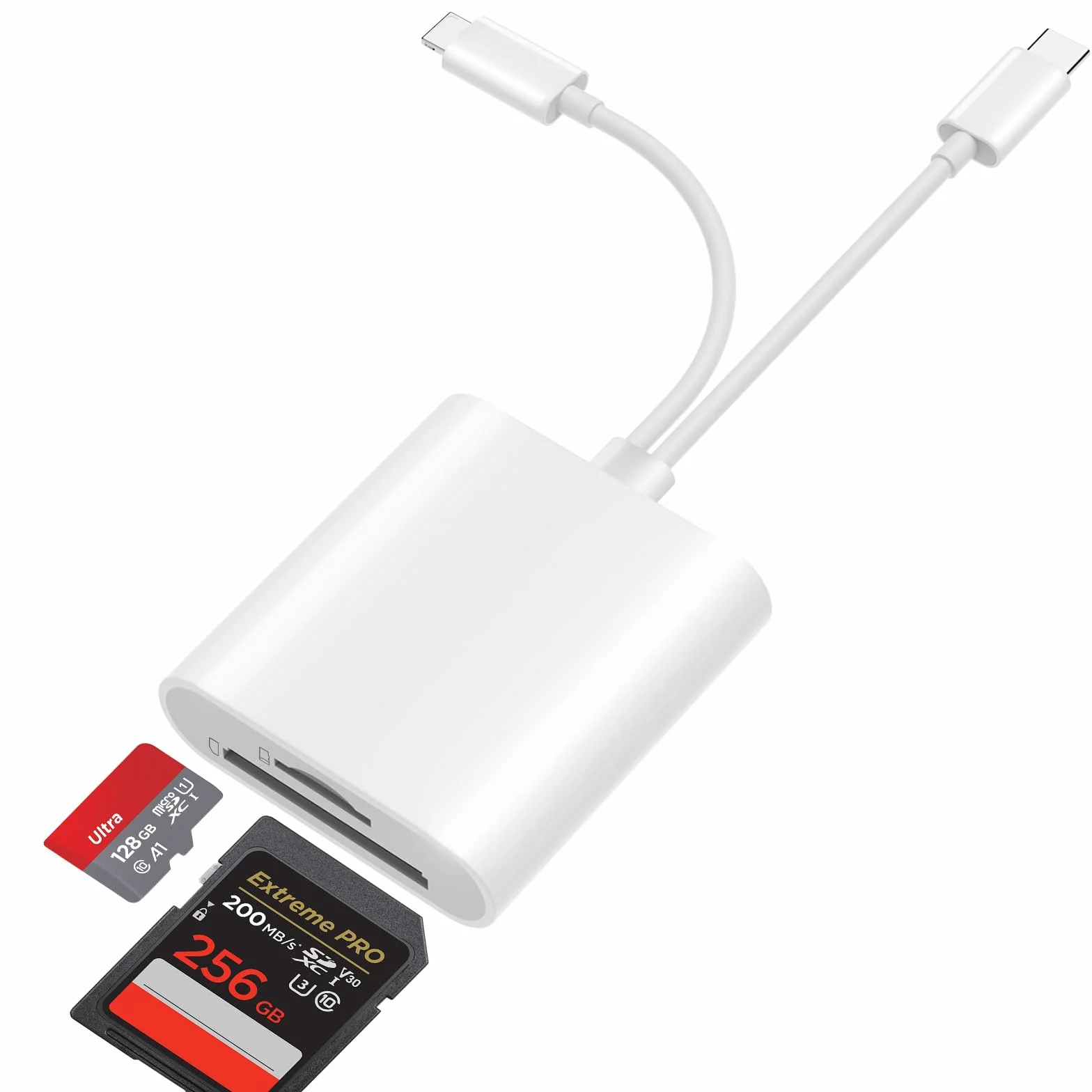 Czytnik kart SD do iPhone'a, Lightning i USB C Czytnik kart SD z podwójnym gniazdem na MicroSD/SD, czytnik kart pamięci Trail Camera Viewer, iPhone SD Card Adapter do i-Phone/iPad/MacBook/Android
