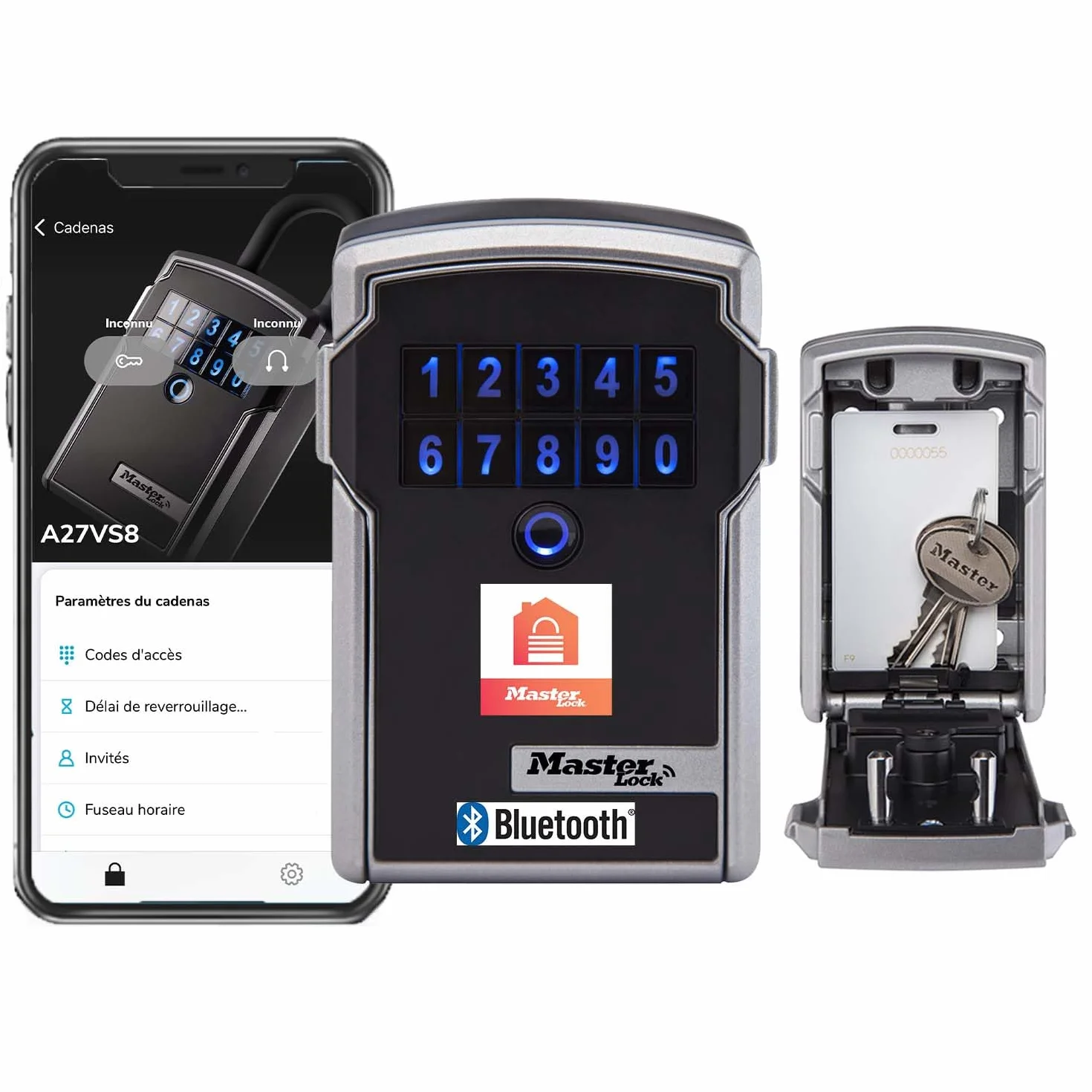 Master Lock Smart Connected sejf na klucze, szyfrowanie zgodnie ze standardami wojskowymi, na zewnątrz, montaż ścienny, Bluetooth lub kod liczbowy