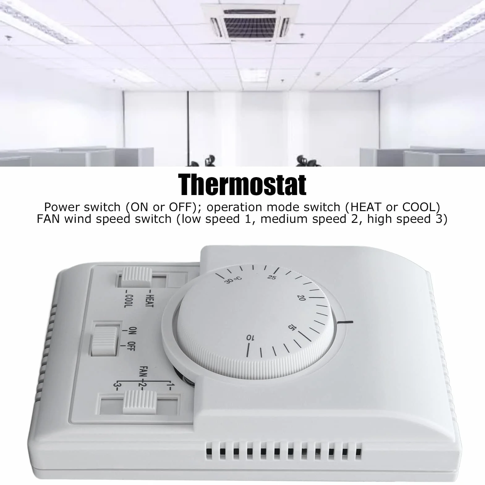 Termostat Termostatu Centralnej Klimatyzacji 110-220 V, Dwukierunkowe Sterowanie Mechaniczne, Dwukierunkowy Regulator Przełącznika Centralnego Ogrzewania i Chłodzenia, Wbudowana Instalacja