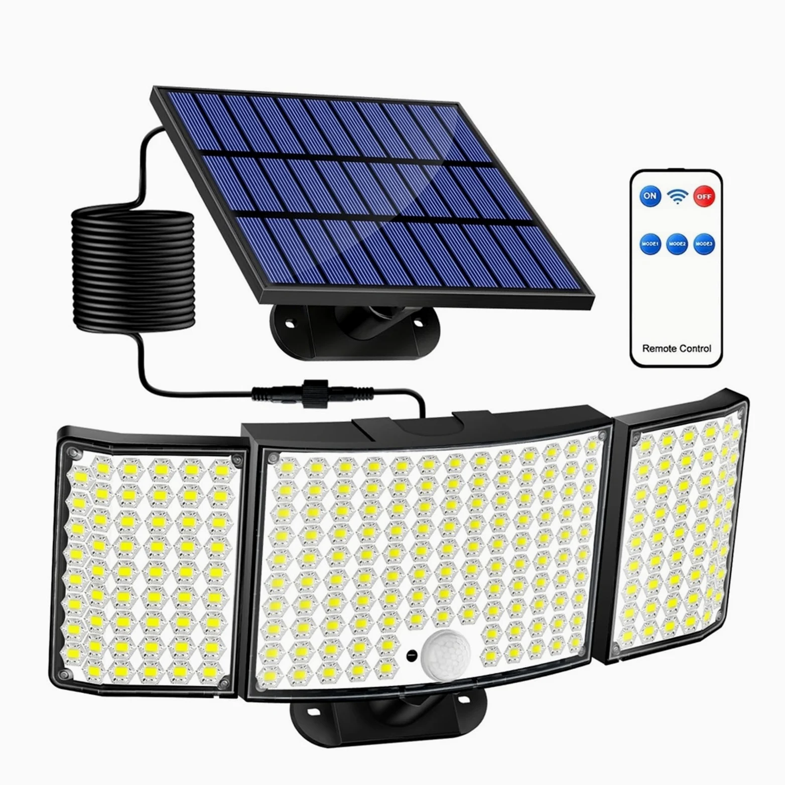 Lampa solarna zewnętrzna, 234 LED Solar Security Lights IP65 Wodoodporna lampa ścienna Split Czujnik ruchu 3 boczne oświetlenie Zewnętrzne oświetlenie przeciwpowodziowe(234 LED)