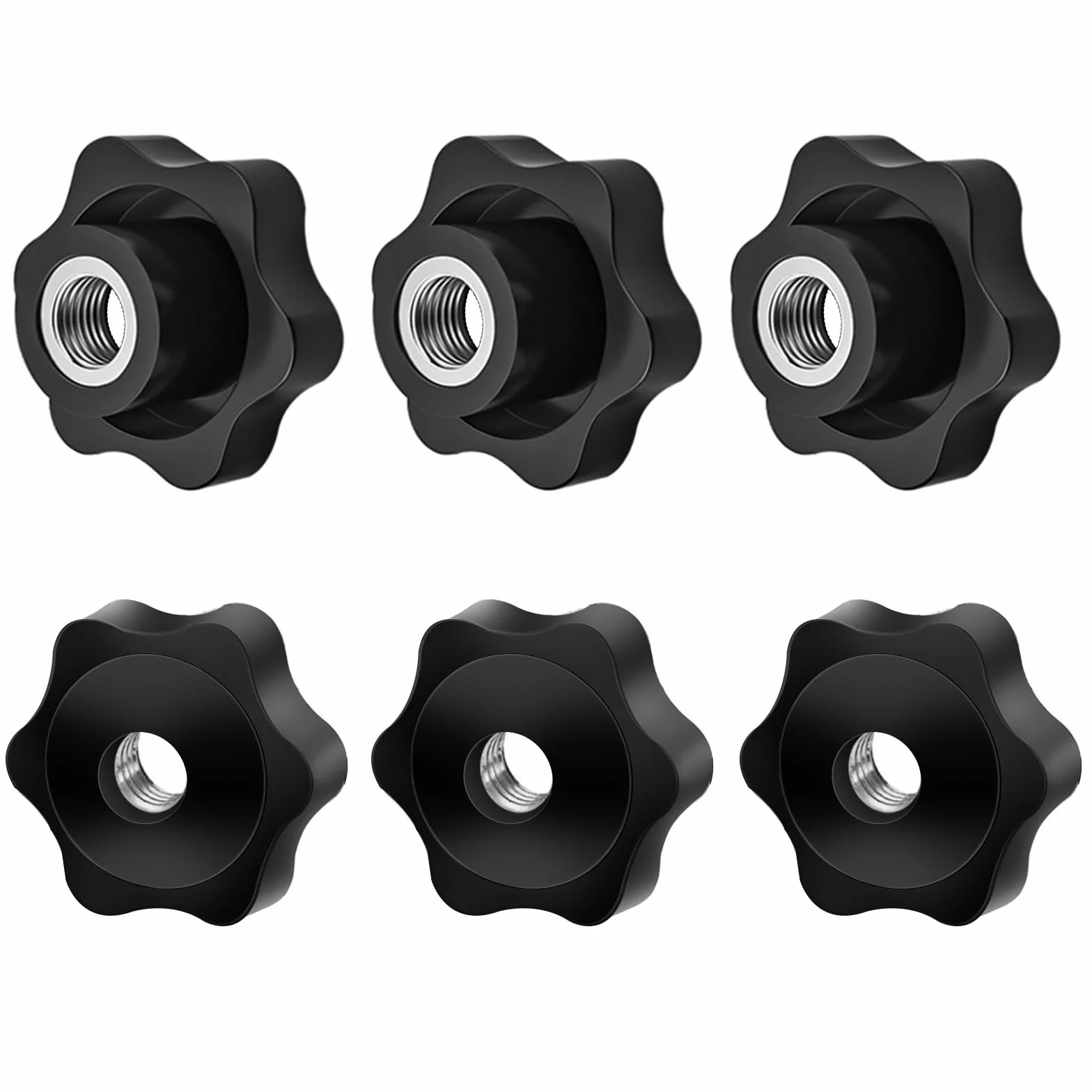 Nakrętki z uchwytem gwiazdowym M8, nakrętki radełkowane, średnica zewnętrzna 48 mm, nakrętki motylkowe do przemysłu mechanicznego, mebli, obrabiarek, urządzeń elektronicznych, urządzeń