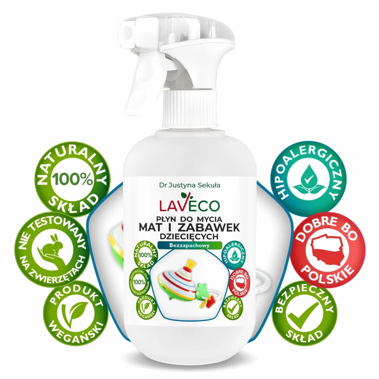 Naturalny płyn do czyszczenia mat i zabawek dziecięcych – bezzapachowy – 0,5 l