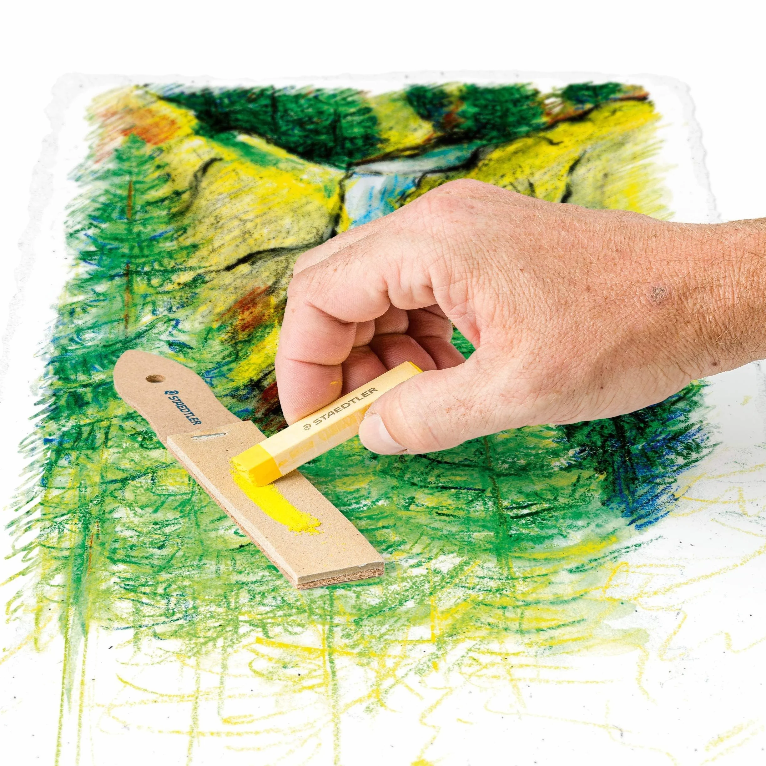 STAEDTLER 923 23BK-C papier ścierny (12 arkuszy drobnego papieru ściernego na drewnianym uchwycie, do ostrzenia, do stożkowych kształtów lub eliptycznych krzywych, blistrów)
